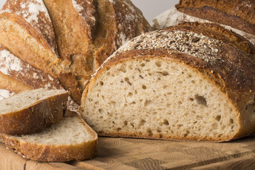 A still life of artisan bread