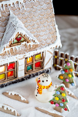 Sugar snowman and Gingerbread house