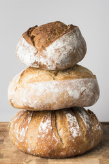 A still life of artisan bread