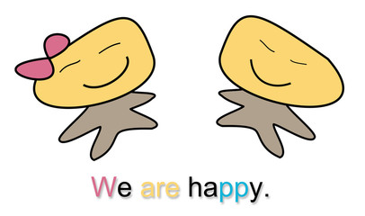 We are happy potato head cartoon.