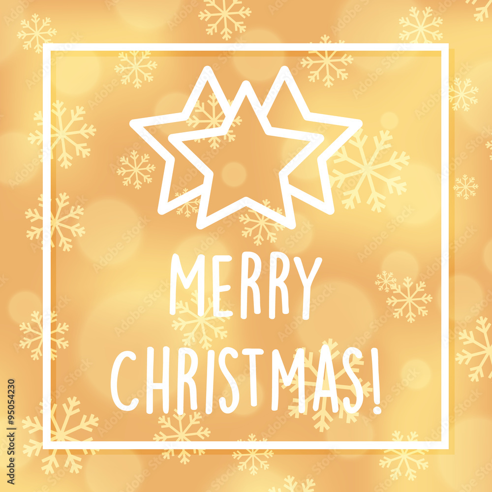 Aufkleber merry christmas vector with christmas star outline icon. winter design background with snowfall and 
