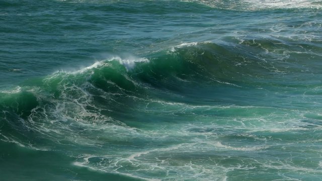 ow Season at the Beach with Waves in Nazare, Portugal