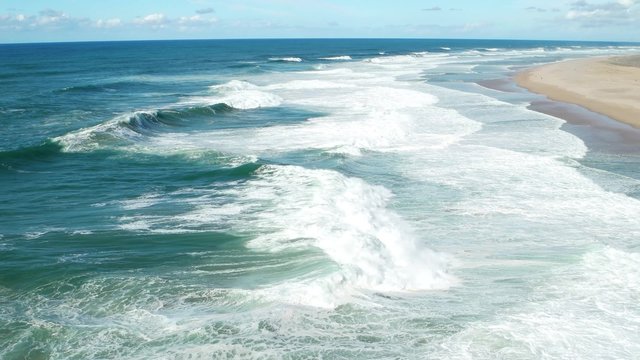 ow Season at the Beach with Waves in Nazare, Portugal