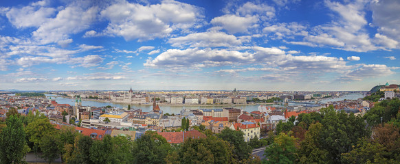 Panorama of Budapest from the castle of Buda, Hungary