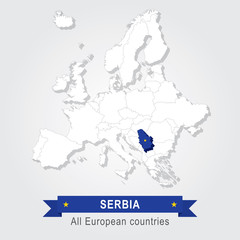 Serbia. Europe administrative map.