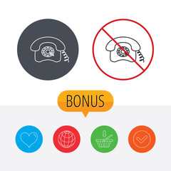 Retro phone icon. Old telephone sign.