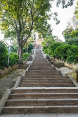 Stairway ascending uphill.