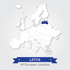 Obraz premium Latvia. Europe administrative map.