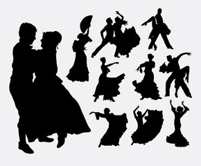 Traditional dance, male, female, and couple action silhouette. Good use for symbol, logo, web icon, game elements, mascot, or any design you want. Easy to use.