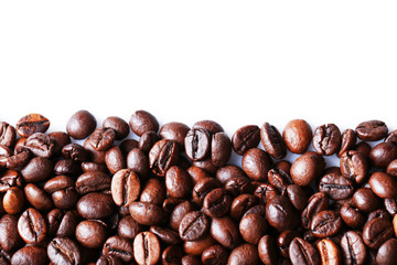 Coffee beans on white background