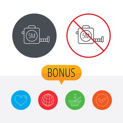 Tape measurement icon. Roll ruler sign.