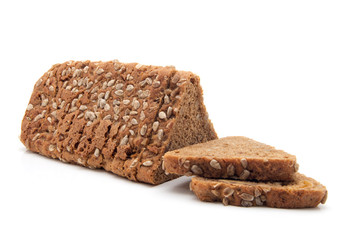 Bread with sunflower seeds isolated on white background