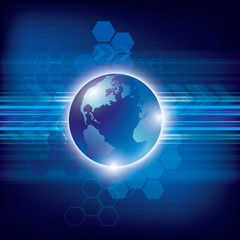Abstract technology background with globe vector