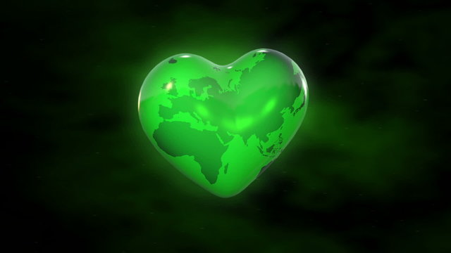 Heart shaped green planet