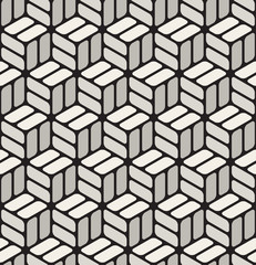 Vector Seamless Black & White Rounded Corner Rectangles Cubic Pavement Pattern