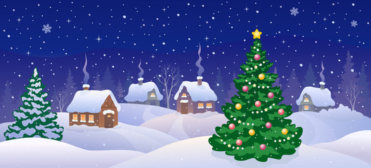 Christmas tree and village