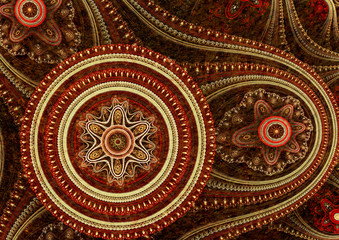 Abstract fractal astronomical clock, cogweel steampunk design