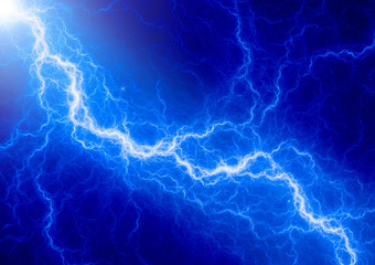Blue lightning - abstract electrical background