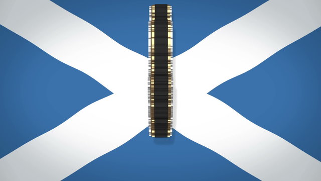 Map of Scotland in front of Scottish Saltire flag