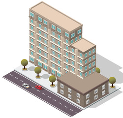 Vector Isometric Hotel Apartment Building