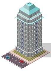 Vector Isometric Office Workplace Building