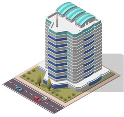 Vector Isometric Office Workplace Building