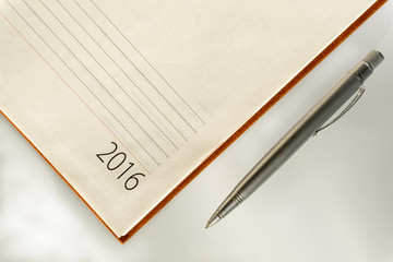 New Year 2016 office organizer calendar and sliver ball pen. Sele