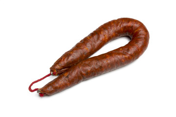 tasty sausage sliced sausage on isolated background