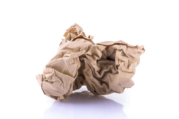 Crumpled paper on white background