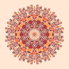 Mandala Print. Round Ornamental Symmetry Pattern. Vintage decorative element. Hand drawn artwork. Islamic, Arabic, Persian, Indian, Ottoman art.