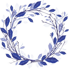 Winter wreath of twigs and leaves vector illustration