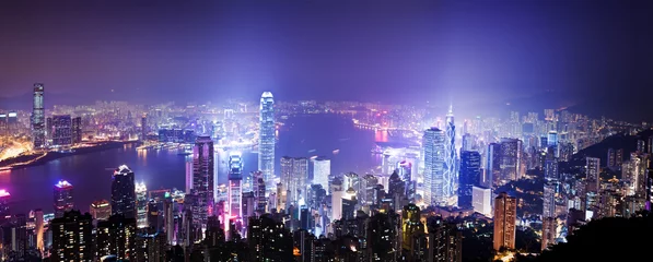 Foto auf Acrylglas Hong Kong Hongkong bei Nacht