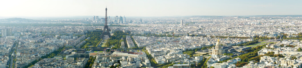 Panoramic view of the Eiffel tower, Paris, France, Europe.