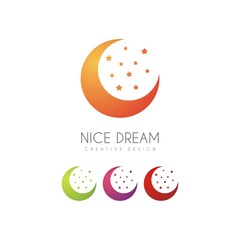 Crescent And Stars Logo Design. Moon and stars Vector illustration