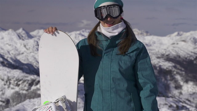 Portrait of a snowboard girl