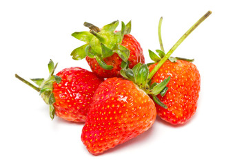 Strawberry fruits isolated on white.