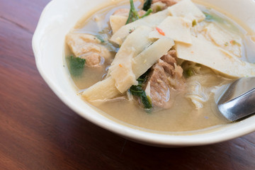 thai food, bamboo shoot soup northern style curry of thailand