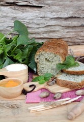 Spinach bread and fresh spinach with making baker.