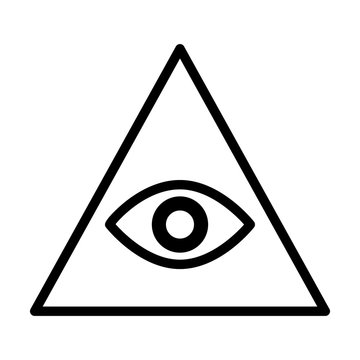 Eye of providence or all-seeing eye of God line art icon for apps and websites
