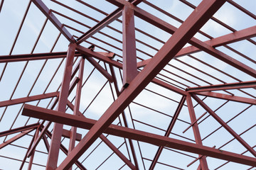 structural steel beam on roof of building residential construction
