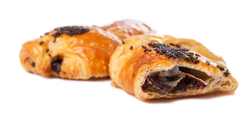 chocolate croissant isolated on a white background
