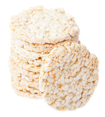 pile of puffed rice snack on a white background