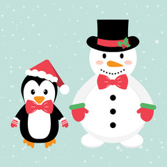 penguin and snowman with tie