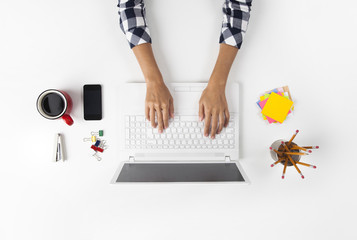 Businesswoman Working At Notebook