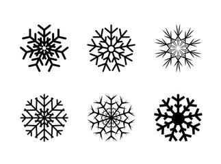 Isolated decorative vector snowflakes winter christmas set. 