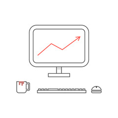 outline office workplace with cup of cofee