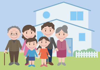 three generation family, vector illustration