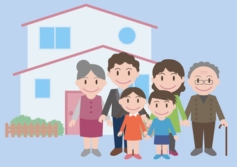 Fototapeta na wymiar three generation family, vector illustration
