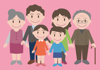 three generation family, vector illustration