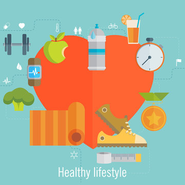Health and sport lifestyle illustration and info graphic. Vector